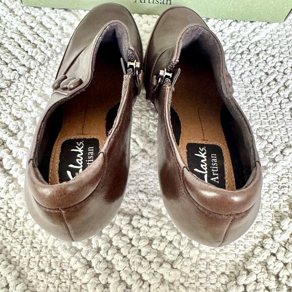 Clarks Artisan Solid Brown Leather Mule Diamond Trust Clogs Sz 5.5 84990 - Picture 6 of 16